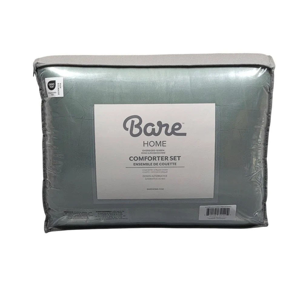 Bare Home Comforter Set Down Alternative Queen Cypress Green 3 Piece Set